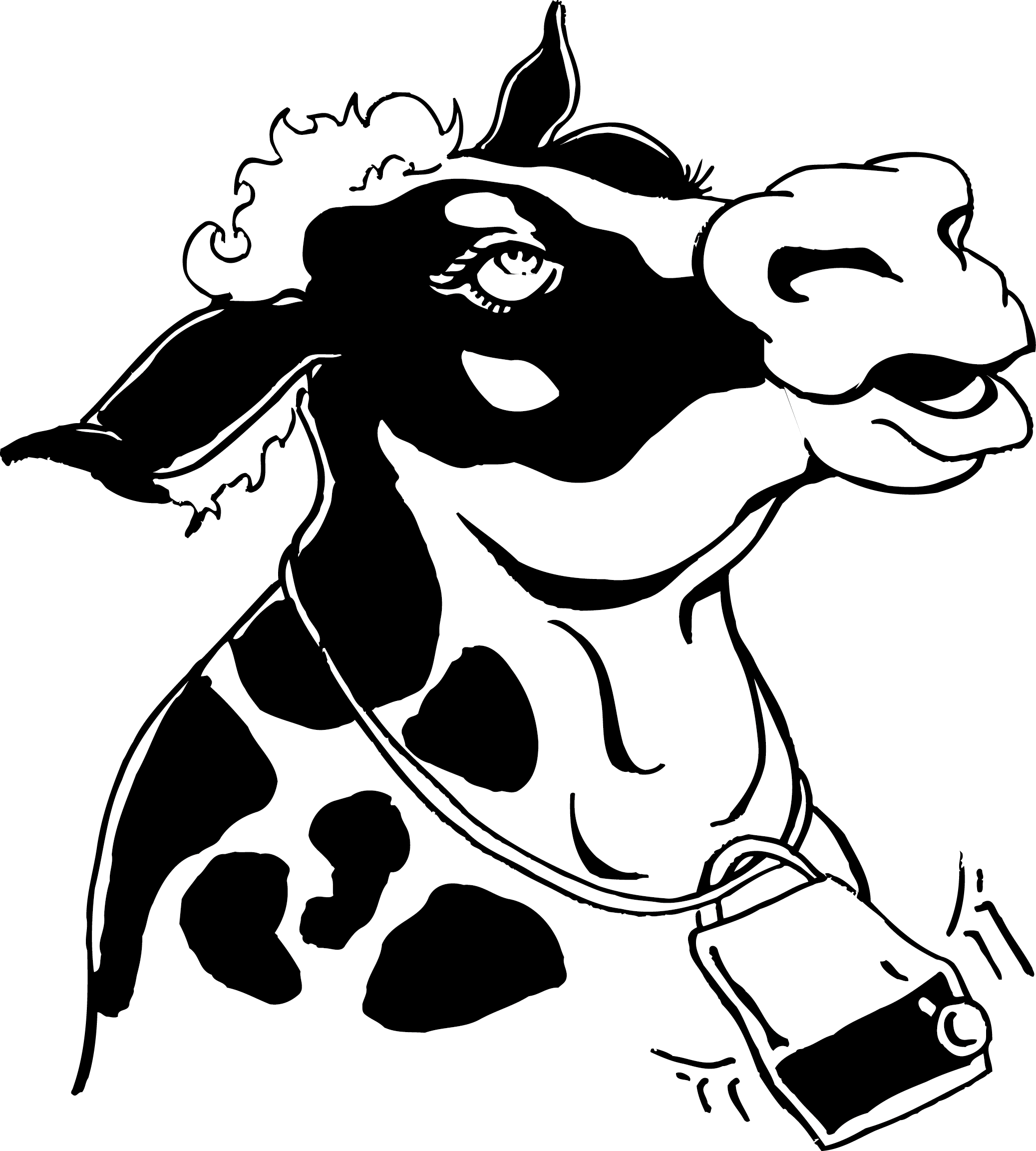 Cattle Dog Black And White Clip Art - Cow Png Vector Black And White (2075x2304)