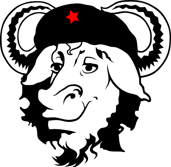 Free Vector Gnu Cap Hat Cow Clip Art - Che Guevara With Cow (600x587)