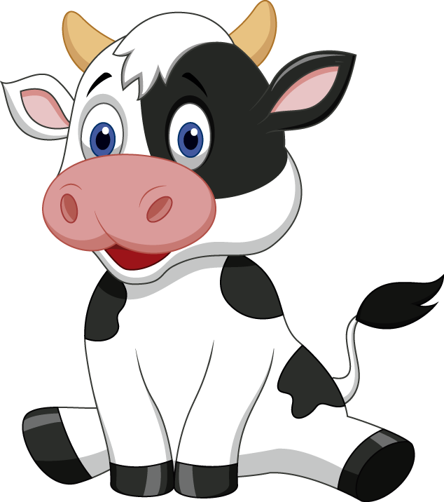 Illustration Of Cute Cow Cartoon Sitting Vector Art, - Cow Cartoon (634x716)