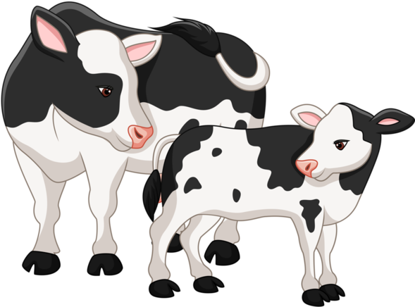 Illustration Of Cute Cow Mother With Baby Calf - Cow Calf Clipart (600x469)