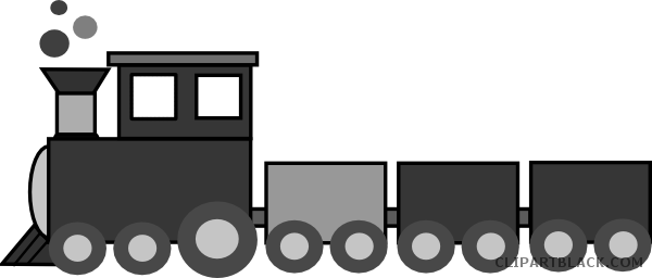 Cute Train Transportation Free Black White Clipart - Train Clipart (600x256)
