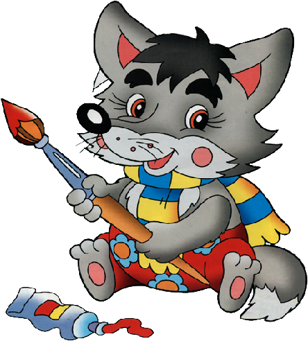 Funny Cartoon Wolf Holding Paint Brush - Ink Brush (500x500)