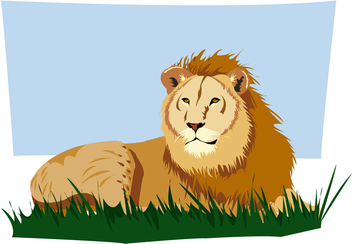 Lion Full-01 - Cartoon Lion Lying Down (1302x973)