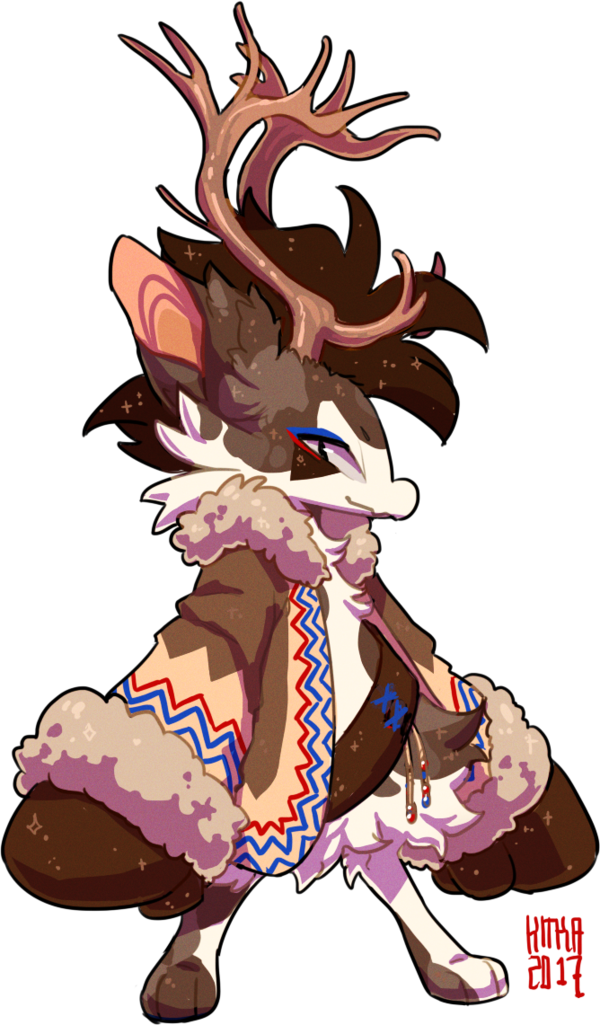 Piebald Reindeer By Thekingdomofgriffia - Drawing (600x1025)