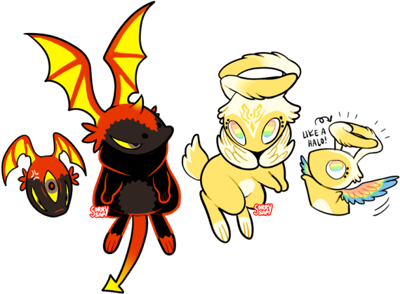 Angel/devil Buns Ota By Sorrysap - Cartoon (581x434)