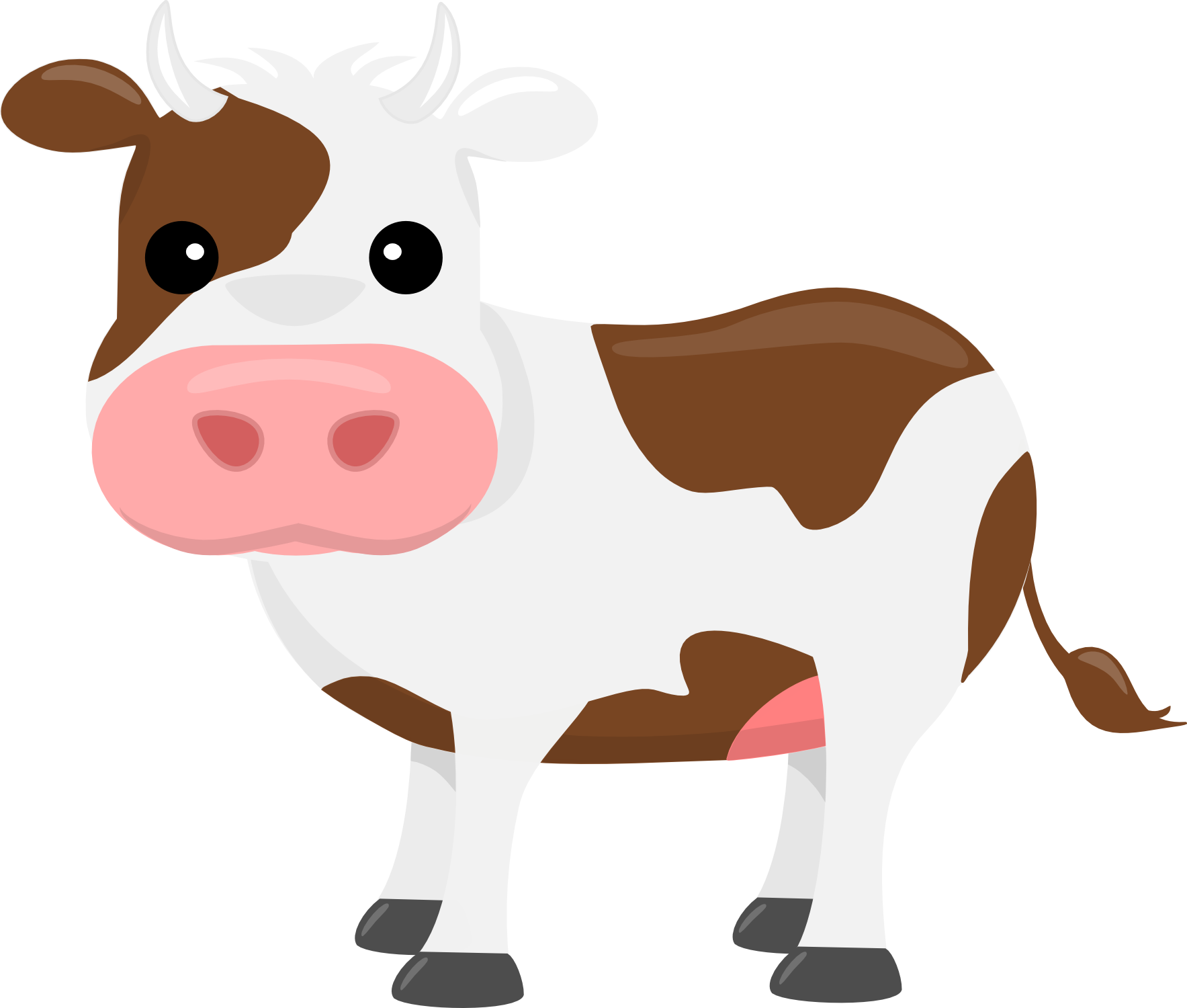 Cow Clipart Transparent Background - Transparent Background Animals Clipart (1767x1500)