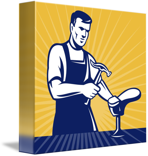 Shoemaker With Hammer Shoe Circle Retro Card (618x650)