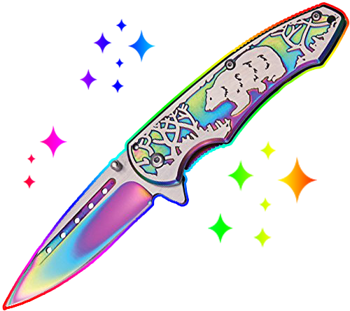 Knife Clipart Png - Coltello Misc Bear Linerlock Rainbow (500x445)