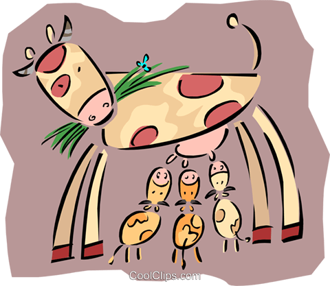 Mother Cow Nursing Calves Royalty Free Vector Clip - Reproduction (480x417)