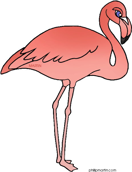 Pink Flamingo Mom With Flower Animal Parent And Its - Clip Art (512x648)