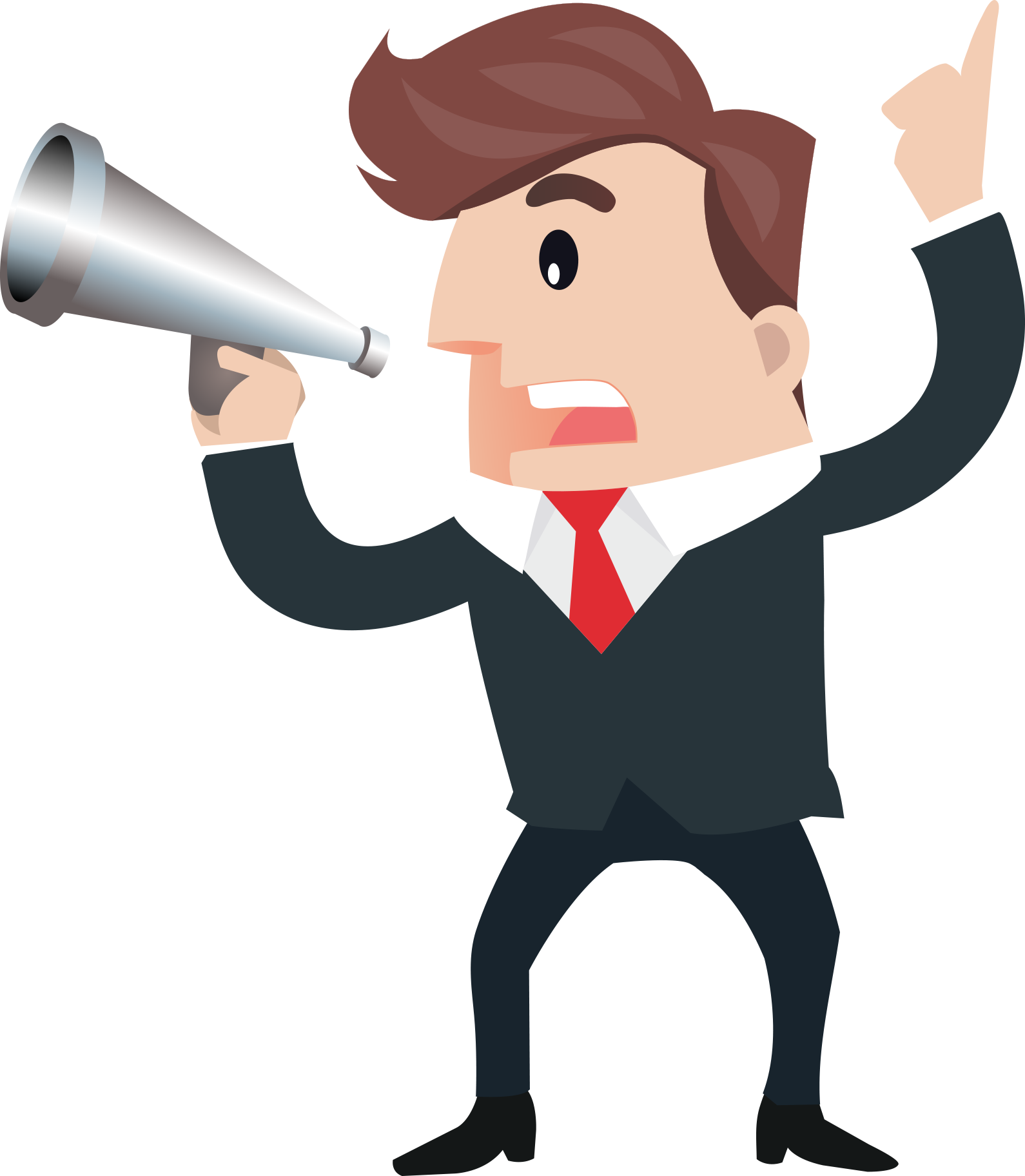 Business Man With A Horn Speech - Speech Cartoon (1590x1825)
