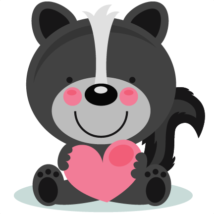 Large Cute Valentine Skunk Clip Art - Valentines Day Animal Clip Art (432x432)