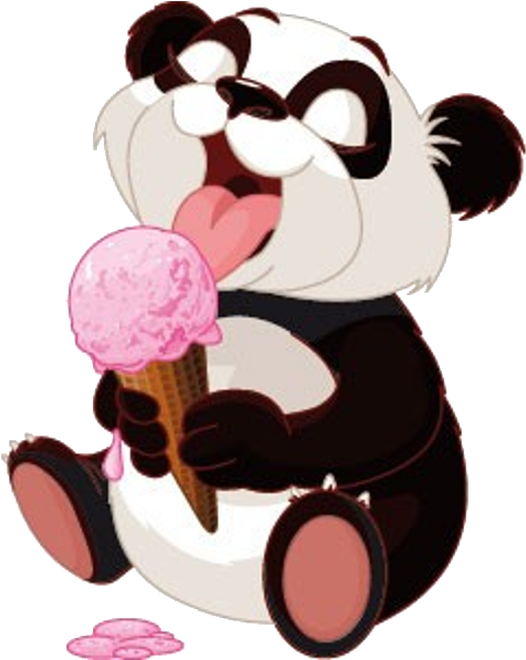 Panda Bears Cartoon Animal Images Free To Download - Panda Eating Ice Cream (600x600)
