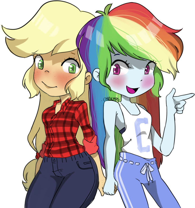 Rainbow X Applejack By Chibicmps - Equestria Girls Applejack And Rainbow Dash (895x892)