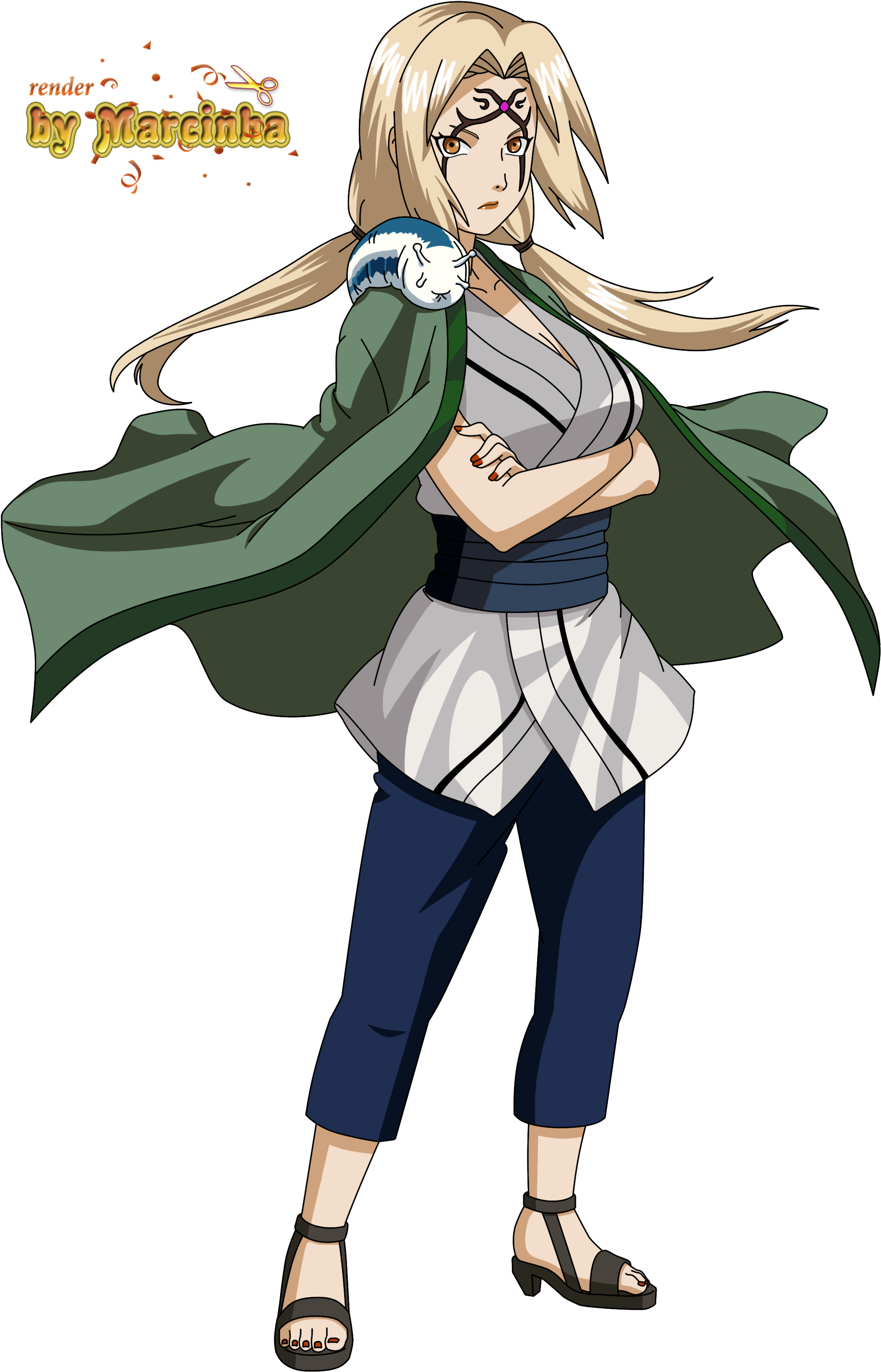 Character Drawing, Character Illustration - Naruto Shippuden Tsunade Render (2600x3500)