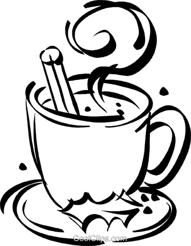 Cup Of Hot Chocolate Royalty Free Vector Clip Art Illustration - Hot Chocolate Clip Art Black And White (372x480)