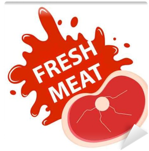 Fresh Meat Emblem Sticker Isolated On White Background - Icon (400x400)