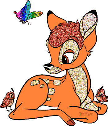 Bambi Sitting With Some Birds - Name Madison In Glitter (350x407)