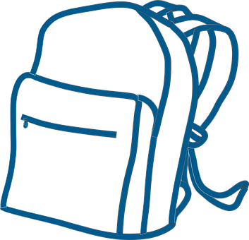 Backpack Rucksack Student School Blue Outl - Transparent Background Backpack Clipart (353x340)