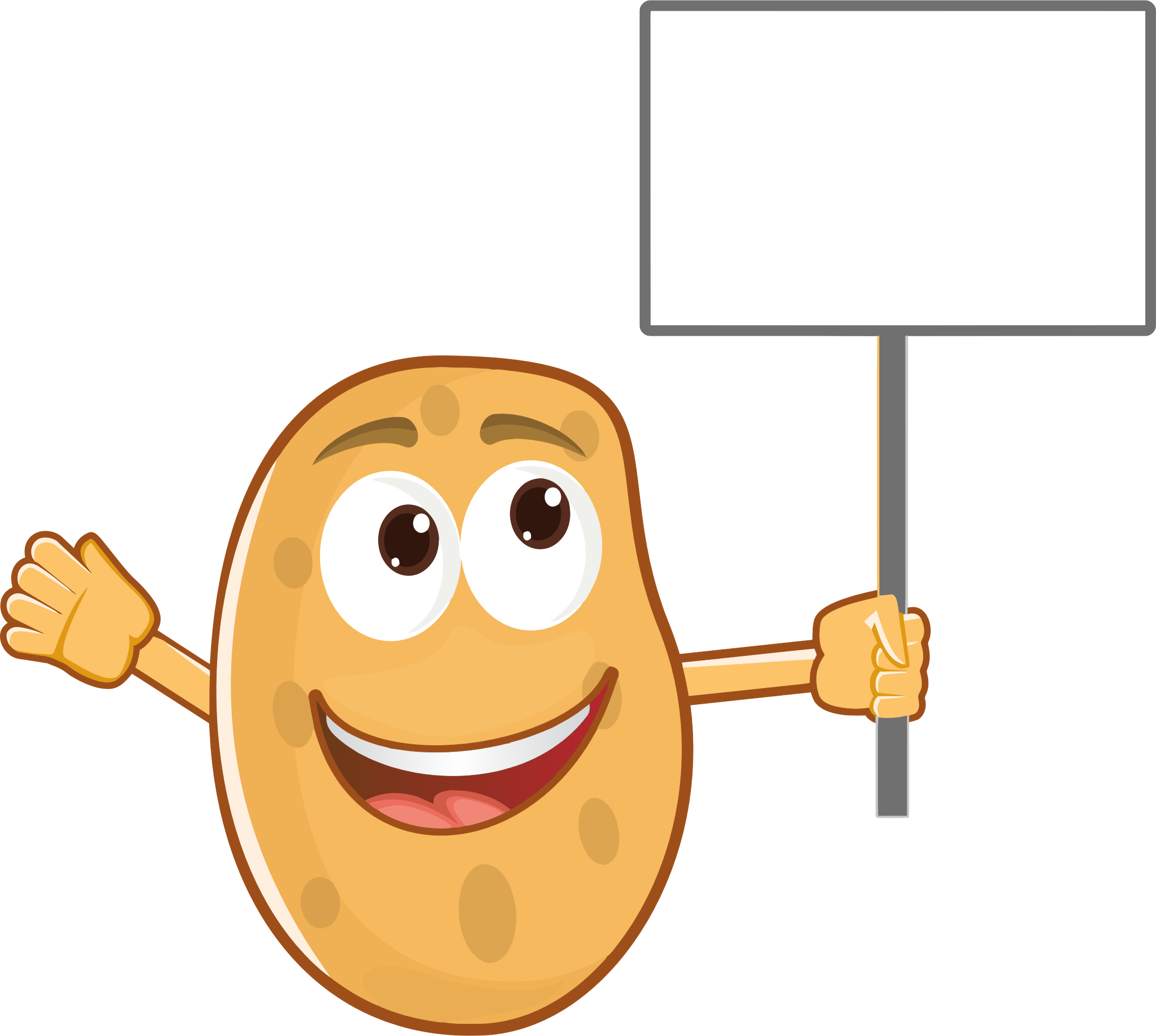 Anthropomorphic Potato Holding Sign - Baked Potato Clip Art (2290x2052)