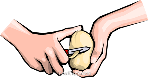 Hands Peeling Potatoes Royalty Free Vector Clip Art - Hands Peeling Potatoes Royalty Free Vector Clip Art (480x253)
