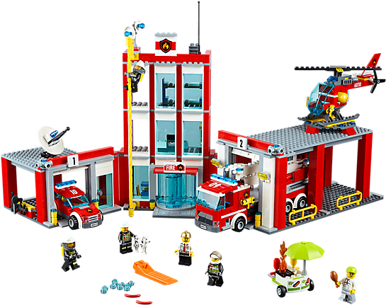 Jump Into Action And Save The Hot Dog Stand And Lunch - Lego City Fire Station (600x450)