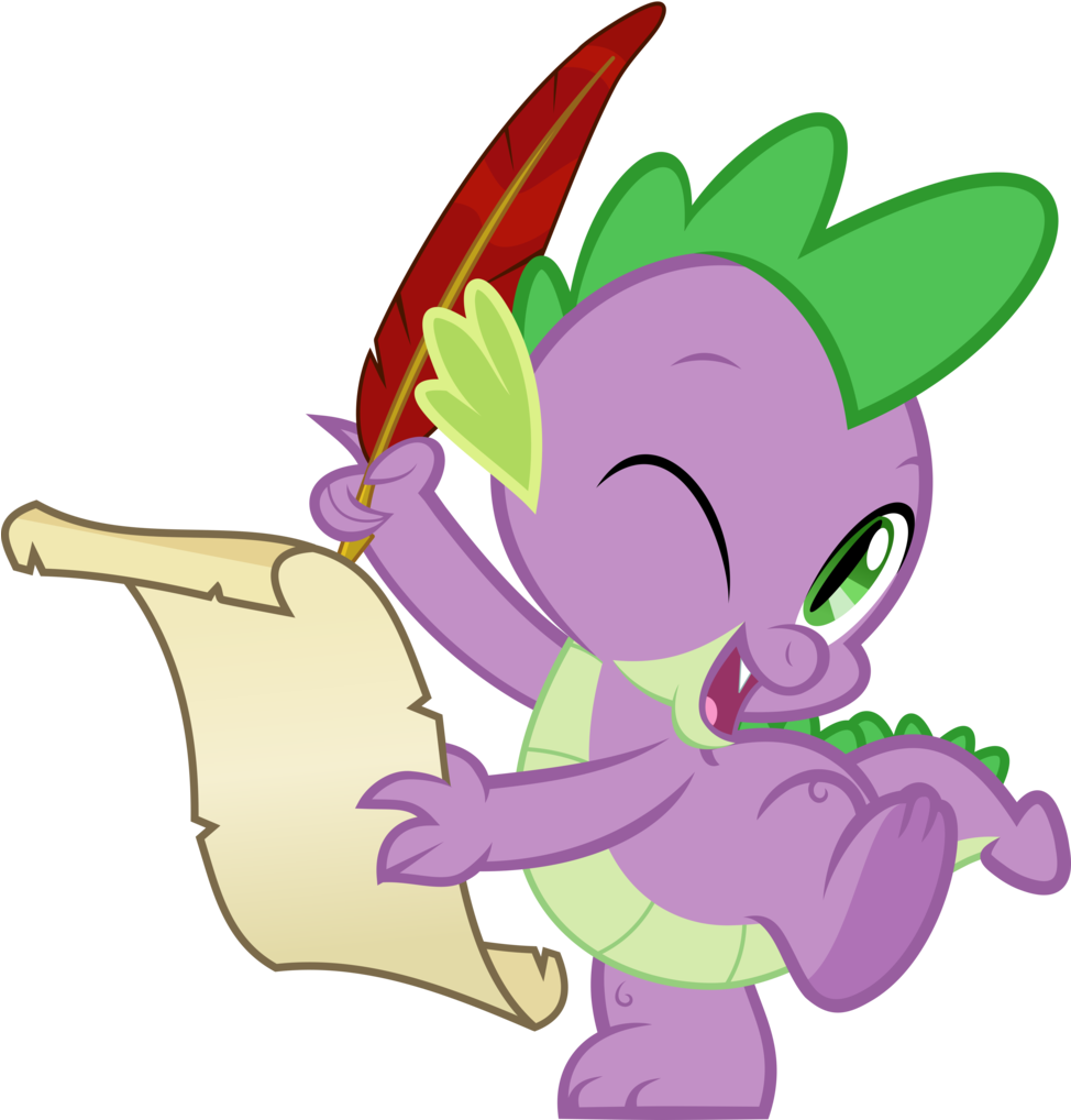 Jhayarr23, Cute, Dragon, Quill Pen, Safe, Scroll, Simple - My Little Pony La Magia (973x1024)