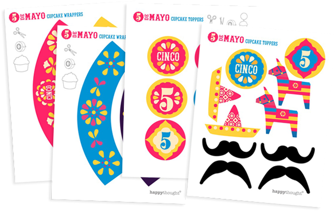 5 De Mayo Cupcake Wrapper And Topper Printable Template - Party (690x450)