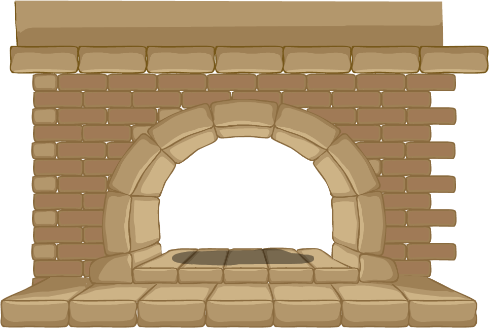 Brick Fireplace Clipart - Transparent Cartoon Fireplace (1100x800)
