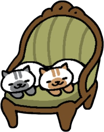 Melange And Macchiato Leaving Fur On The Antique Chair - Neko Atsume Macchiato And Melange (500x556)