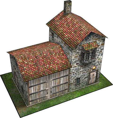 This Model's Footprint Measures 4" X 7\ - Papercraft House (478x500)