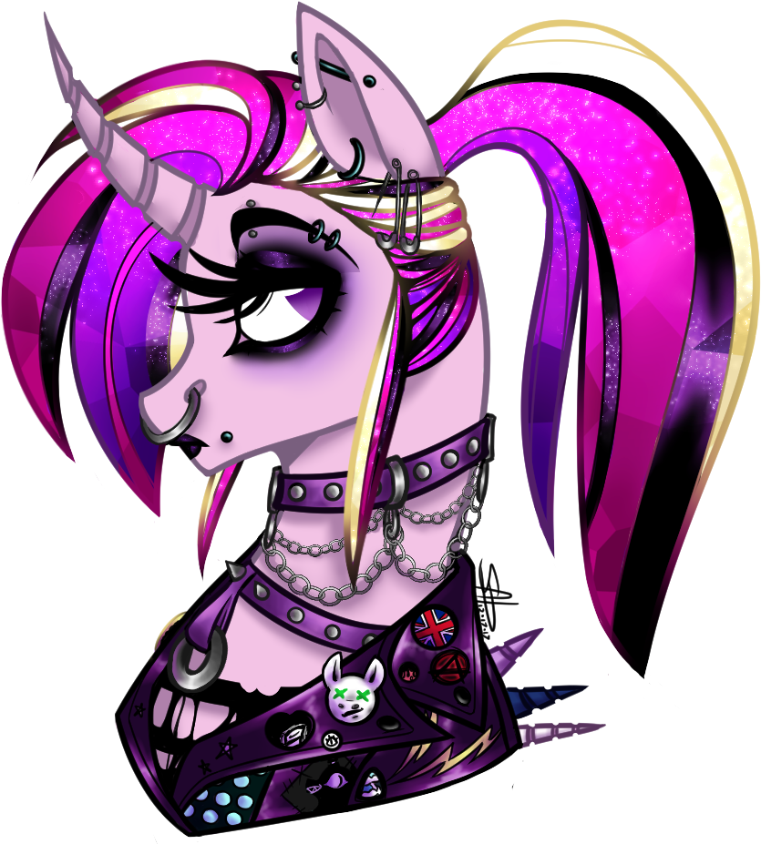 Shimmering Sunlight, Black Lipstick, Chains, Collar, - Mlp Rarity Punk (865x936)