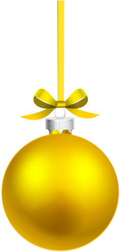 Yellow Hanging Christmas Ball Png Clipart The Best - Yellow Christmas Ball (254x500)