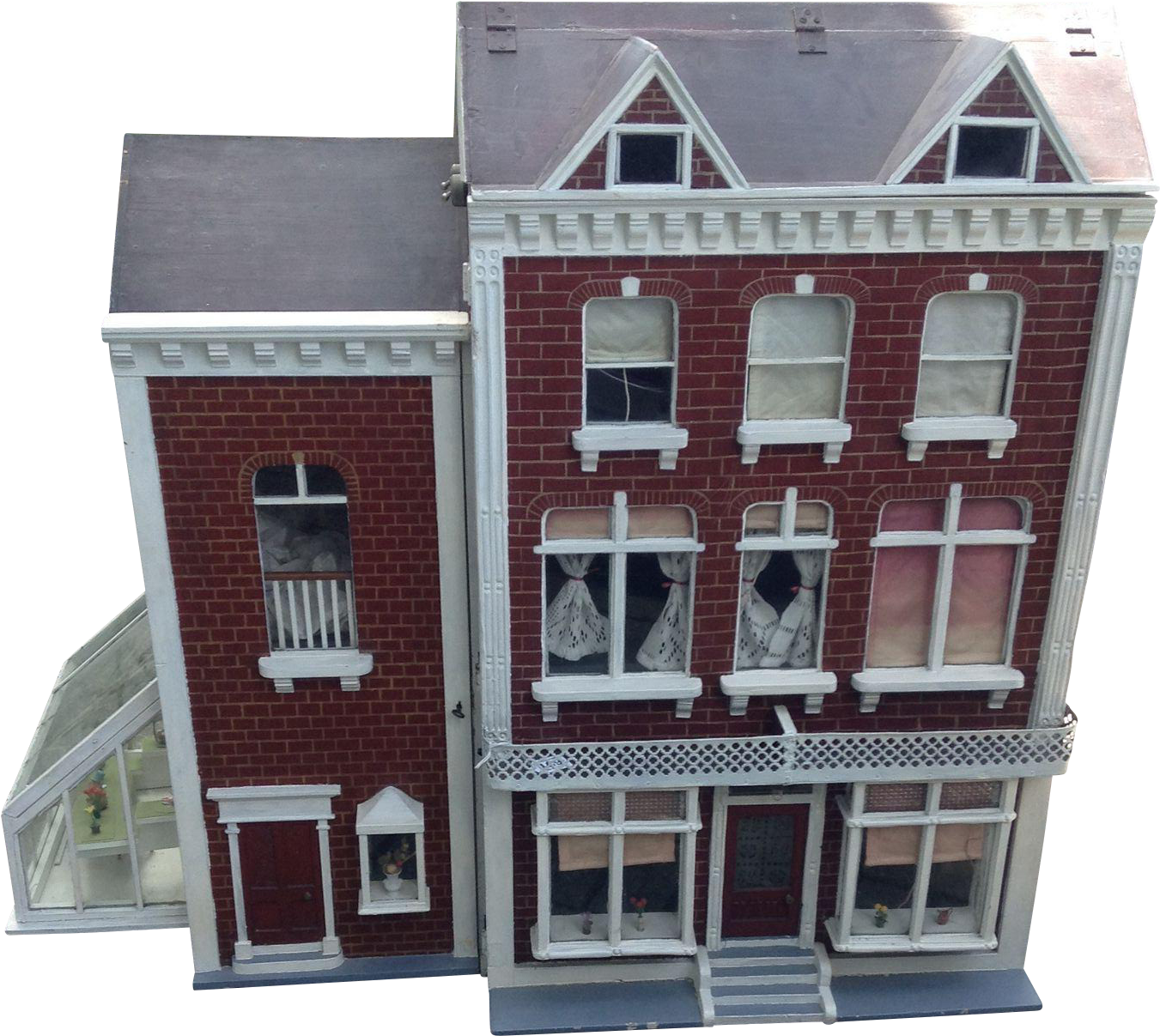 Very Large, Unusual Painted Wooden English Dolls House, - Dollhouse (1350x1350)