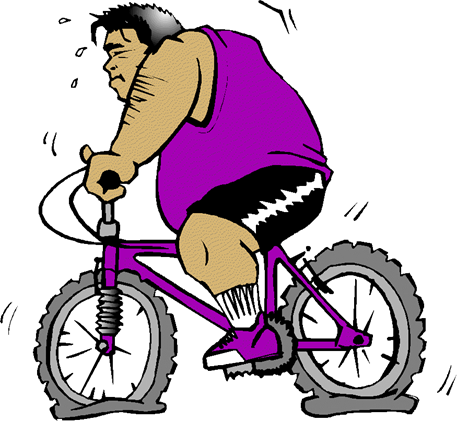 Exercise Lengthens Life Regardless Of Weight - - Fat Guy On Bike Cartoon (457x421)