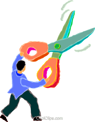 Man With Scissors Royalty Free Vector Clip Art Illustration - Cartoon (374x480)