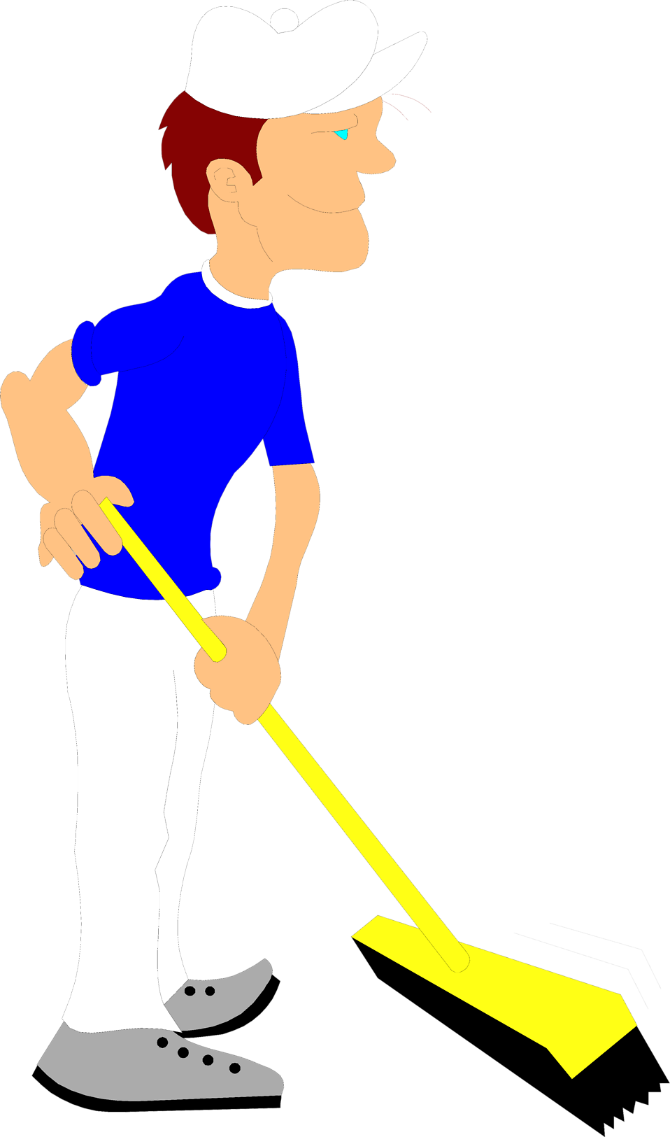 Illustration Of A Janitor Pushing A Broom - Janitor Clipart Clear Background (958x1625)