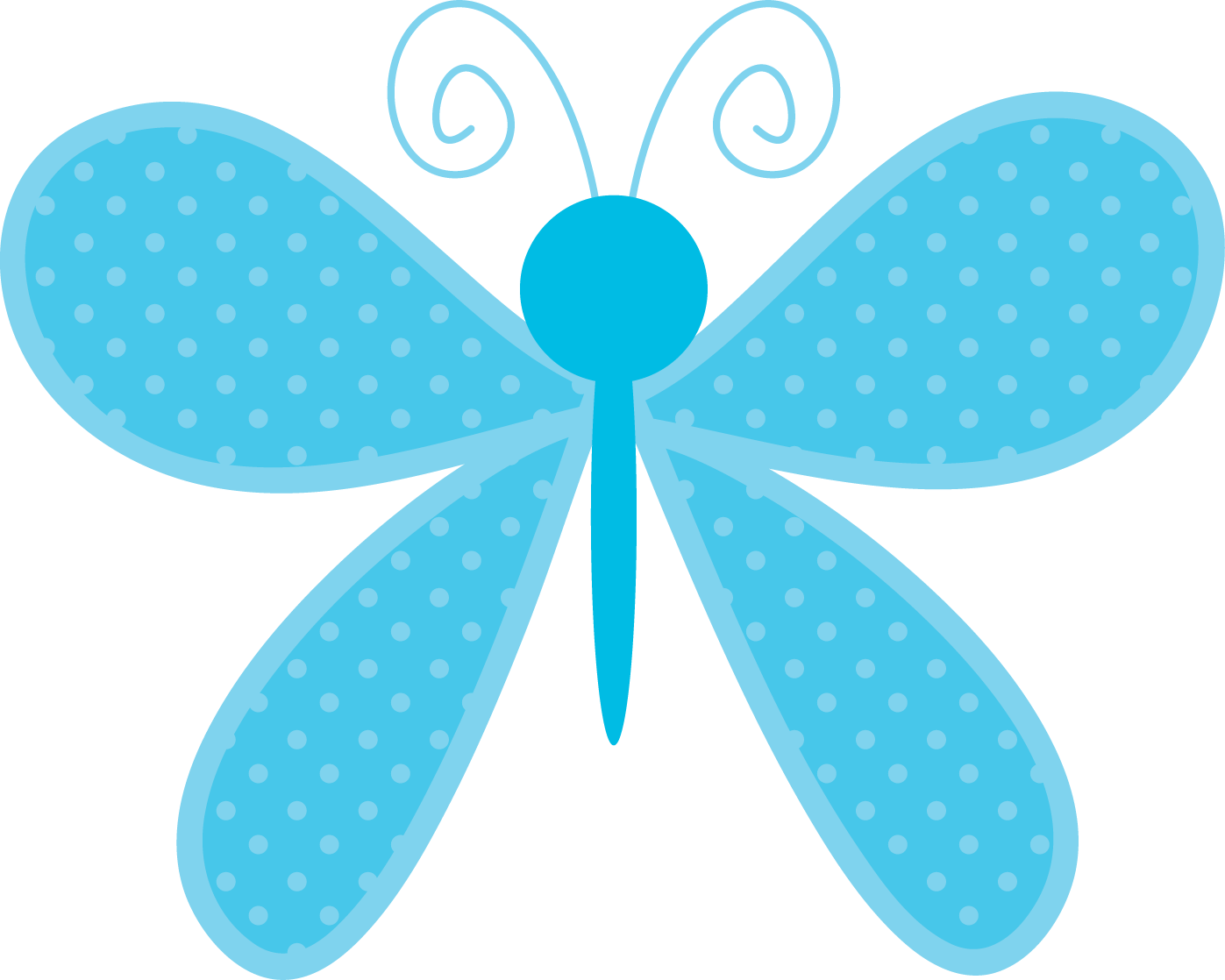 Butterfly Polkadot Blue - Clip Art (1397x1118)