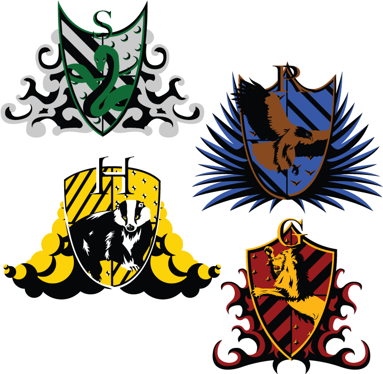 The Hogwarts Crests Drawing - Harry Potter Houses Vector (800x800)