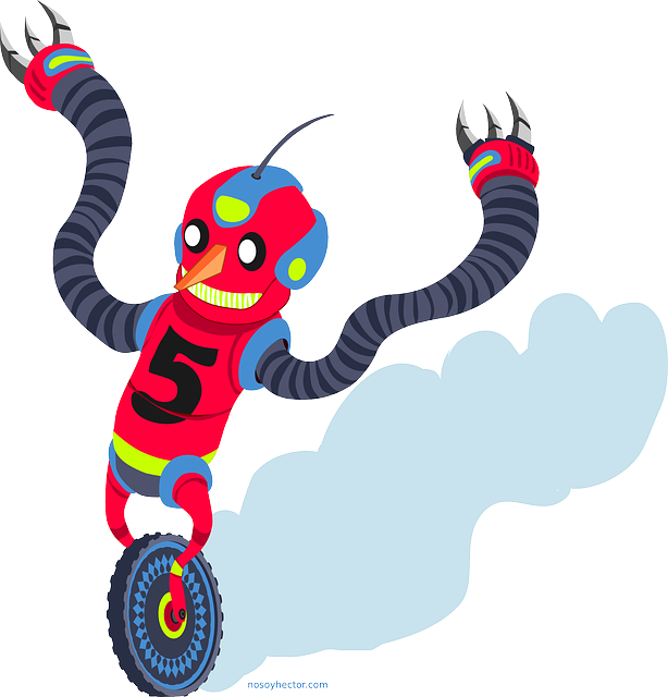 Machine Robot, Cycling, Balancing, Red, Wheel, Arms, - Robot Con Una Rueda (614x640)