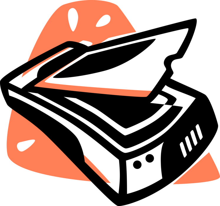 Vector Illustration Of Office Flatbed Scanner Scans - Vector Illustration Of Office Flatbed Scanner Scans (747x700)