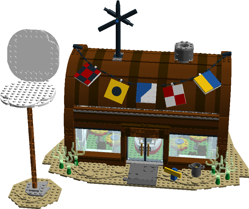 I Started Out With A Large Sandy Base With Terrain, - Spongebob Lego Krusty Krab (1040x691)