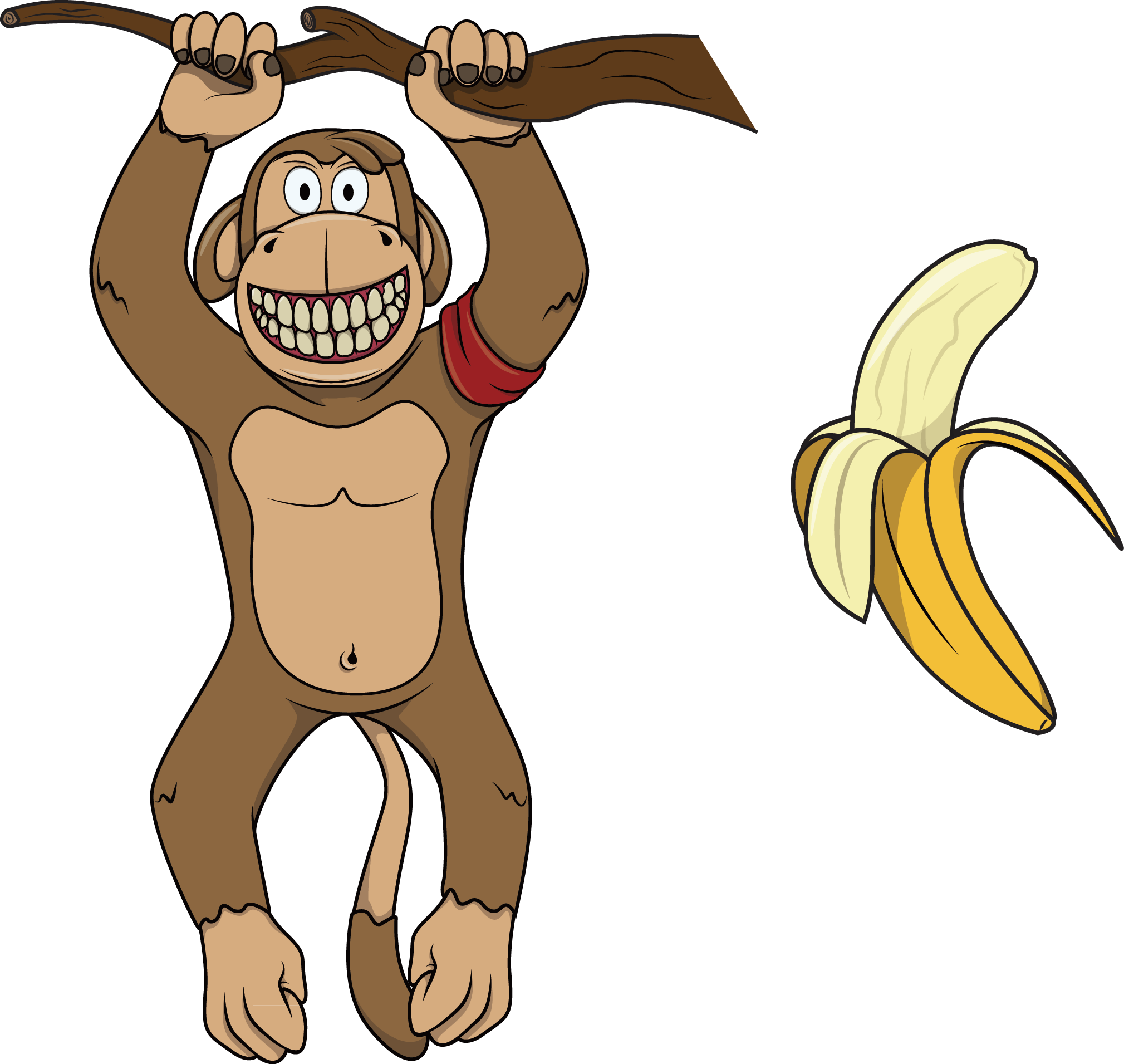 Gorilla Common Chimpanzee Illustration - 猴子 吃 香蕉 卡通 (2019x1911)