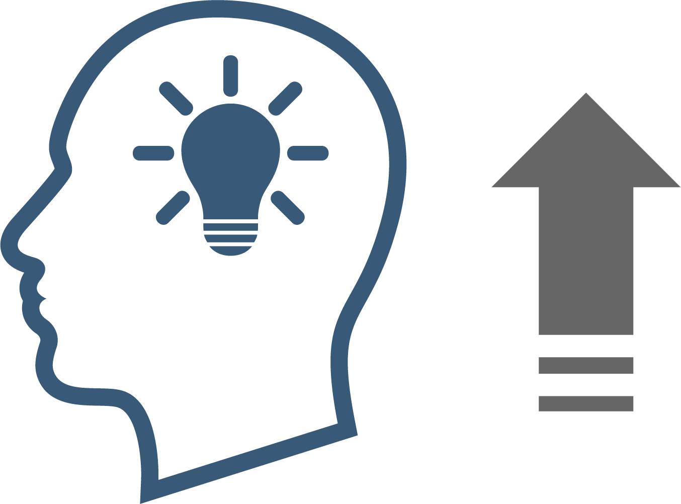 Head Icon With Lightbulb And Arrow Upwards - Head (1354x1002)