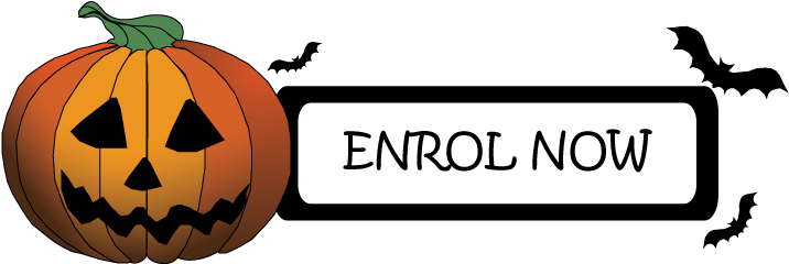 Happy Feet Halloween Enrol Button - Love (763x263)