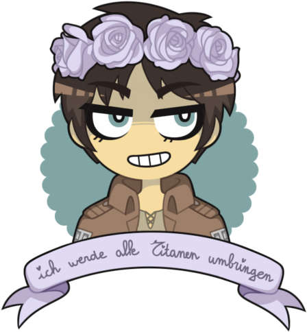 It Says "i'm Going To Kill All The Titans" - Attack On Titan Flower Crown (500x517)
