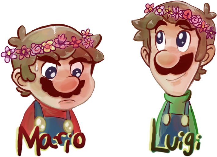 Mario Luigi Flower Crowns By Saladturtles - Luigi With A Flower Crown (800x548)