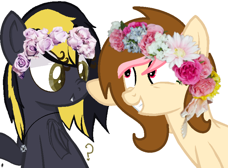 Horse Collab W/ Flower Crowns By Sombrematsu - Cartoon (786x582)
