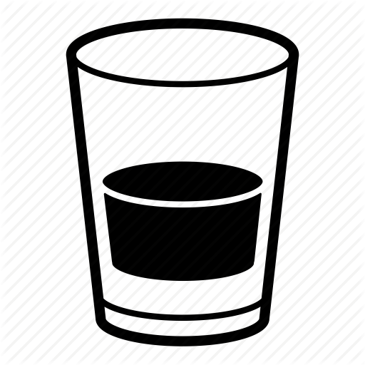Alcohol, Beverage, Drink, Shot Glass, Whiskey, Whiskey - Shot Glass Black And White Png (512x512)