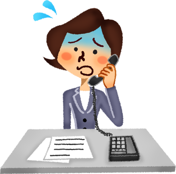 Panicked Businesswoman Talking On The Phone - Telephone (355x350)